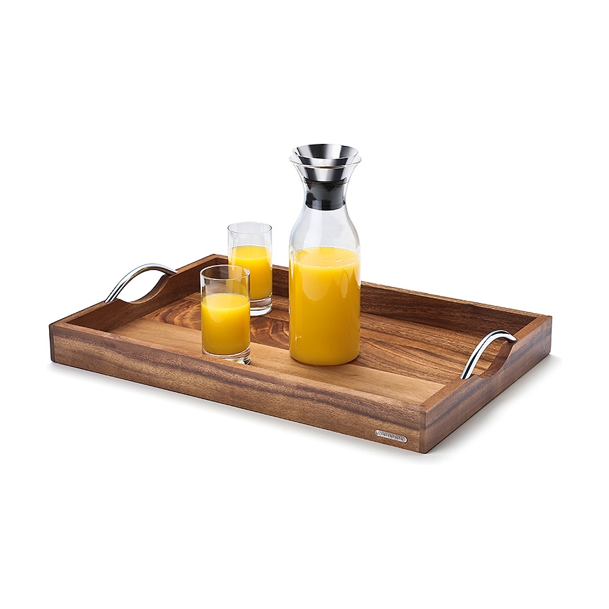 Continenta C4867 - Dienblad met metalen handvatten 53x36 cm acacia