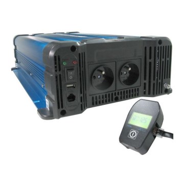 Convertisseur de tension 4000W/24/230V + télécommande filaire