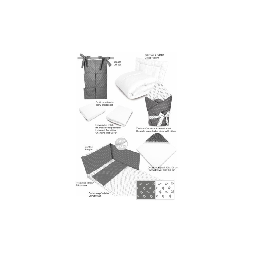 COSING - 10-delige set Sleeplease voor pasgeborenen, grijs/wit