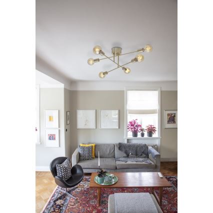 Cottex - Opbouwkroonluchter BATON 6xE27/60W/230V messing