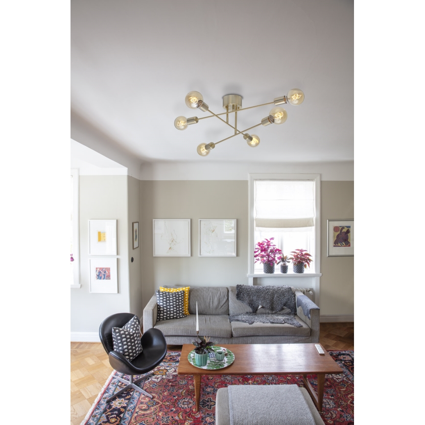 Cottex - Opbouwkroonluchter BATON 6xE27/60W/230V messing