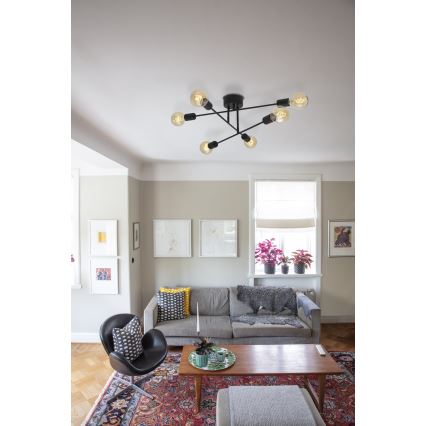 Cottex - Plafonnier monté en surface BATON 6xE27/60W/230V noir