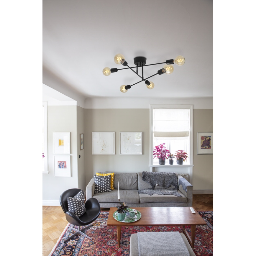 Cottex - Plafonnier monté en surface BATON 6xE27/60W/230V noir