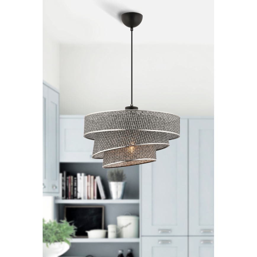 COUPER hanglamp aan kabel 1xE27/60W/230V grijs/glanzend chroom