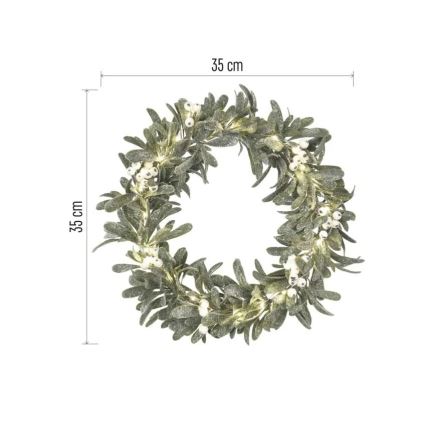 Couronne de Noël à LED 25xLED/3xAA Ø 35 cm