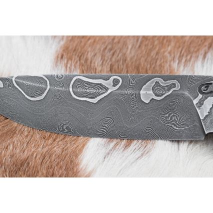 Couteau de chasse en acier de Damas 11,6 cm Bouleau/ébène