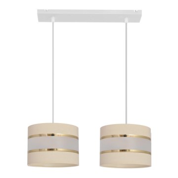 Crèmekleurige Hanglamp HELEN 2x E27 / 15W / 230V