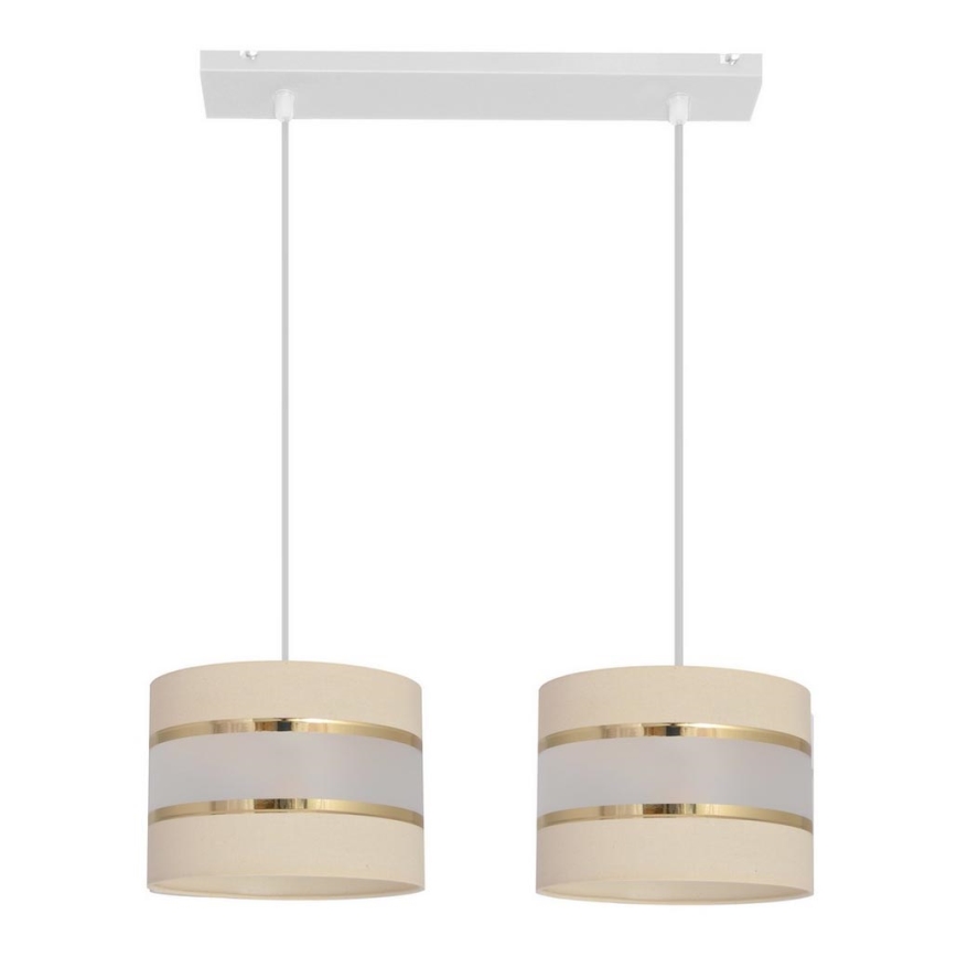 Crèmekleurige Hanglamp HELEN 2x E27 / 15W / 230V