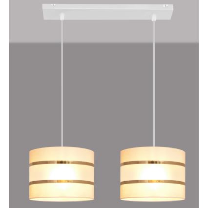 Crèmekleurige Hanglamp HELEN 2x E27 / 15W / 230V