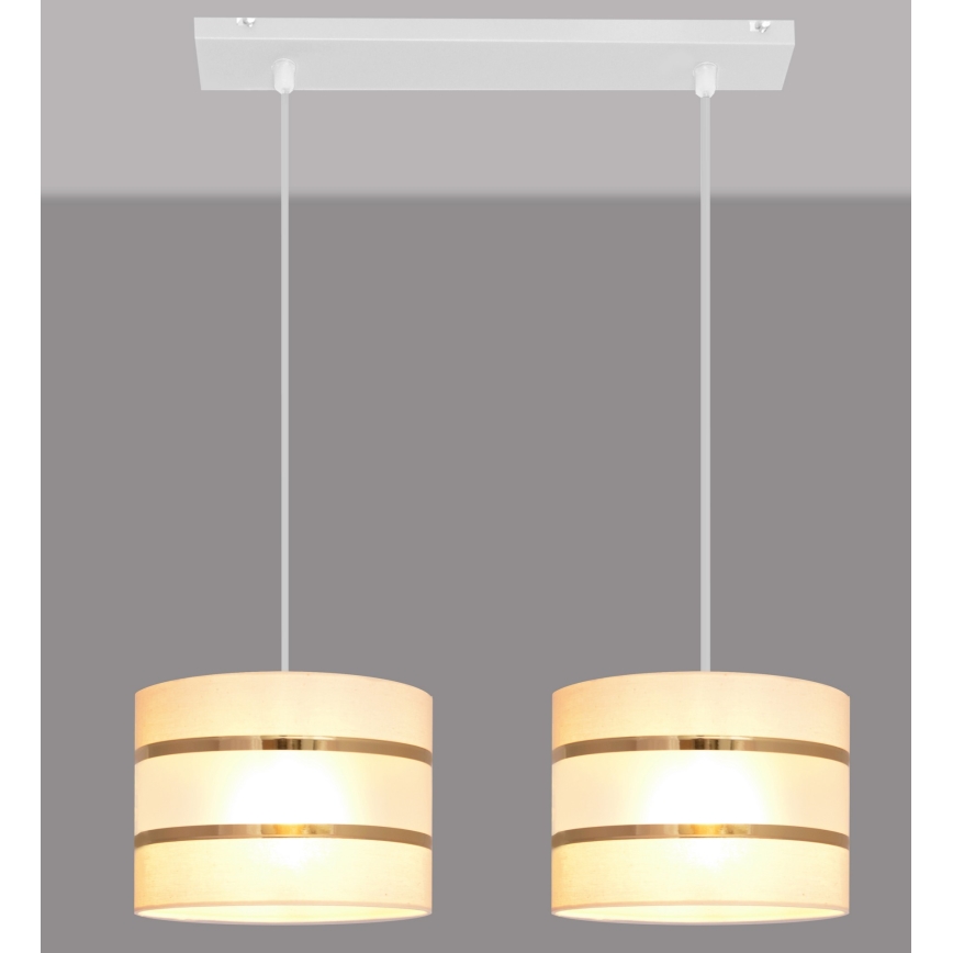 Crèmekleurige Hanglamp HELEN 2x E27 / 15W / 230V