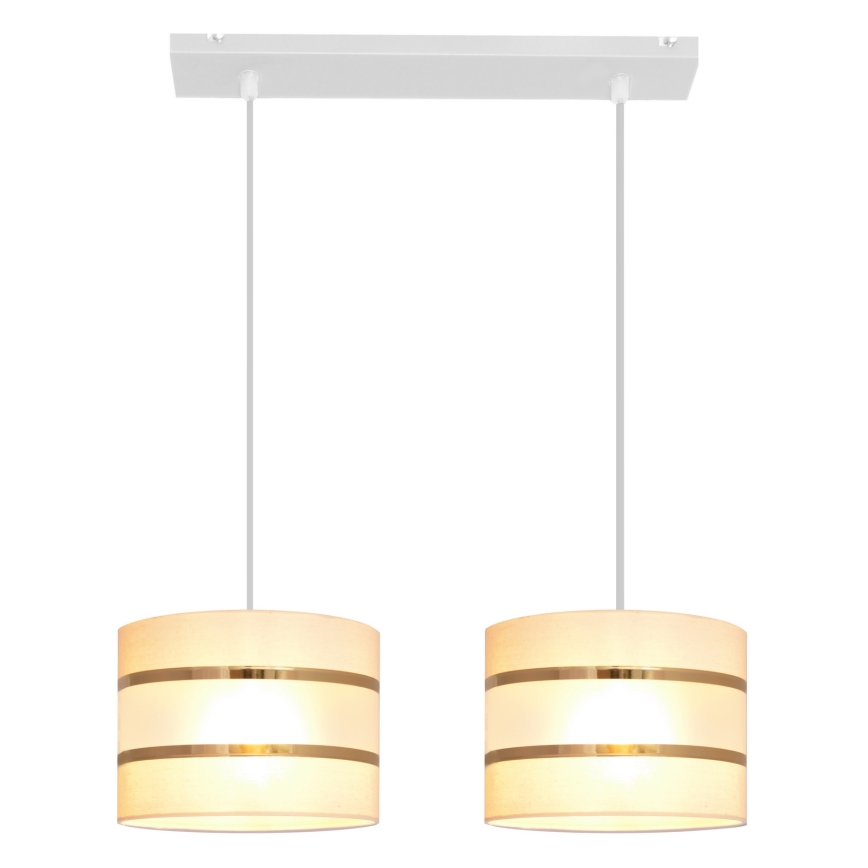 Crèmekleurige Hanglamp HELEN 2x E27 / 15W / 230V