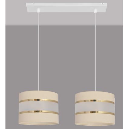 Crèmekleurige Hanglamp HELEN 2x E27 / 15W / 230V