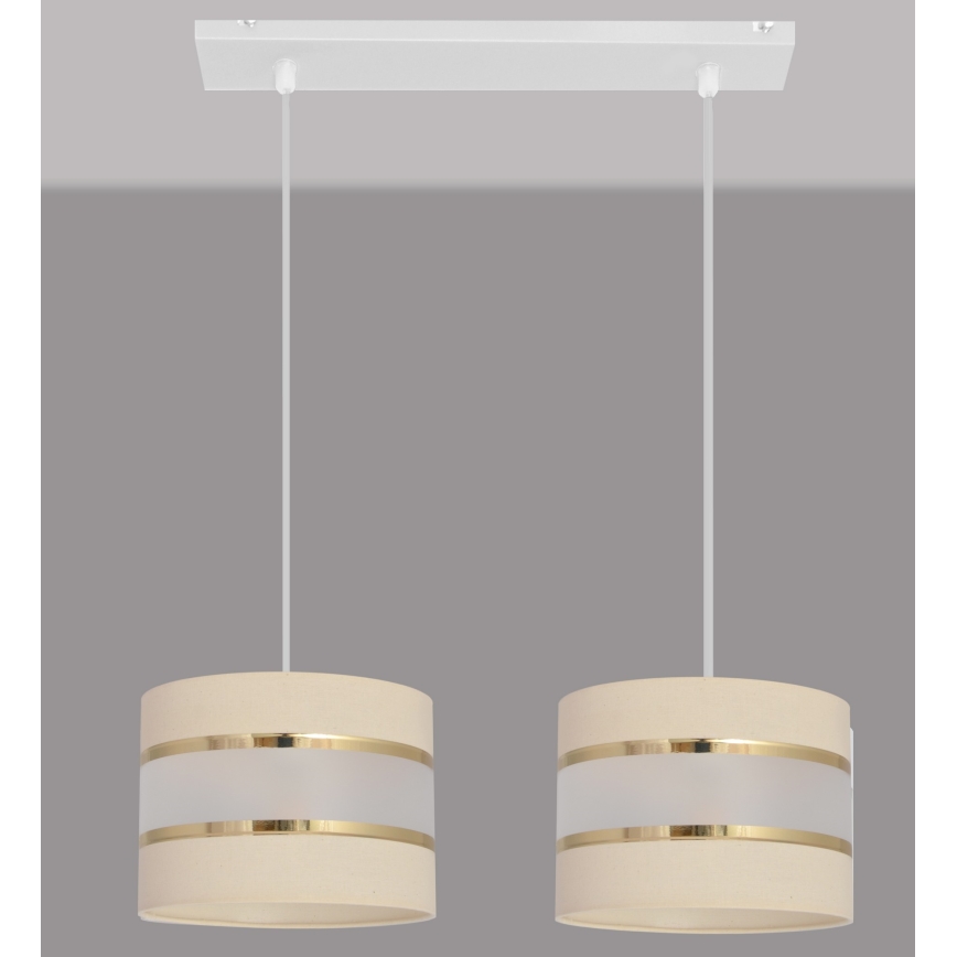 Crèmekleurige Hanglamp HELEN 2x E27 / 15W / 230V