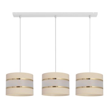 Crèmekleurige Hanglamp HELEN 3x E27 / 15W / 230V