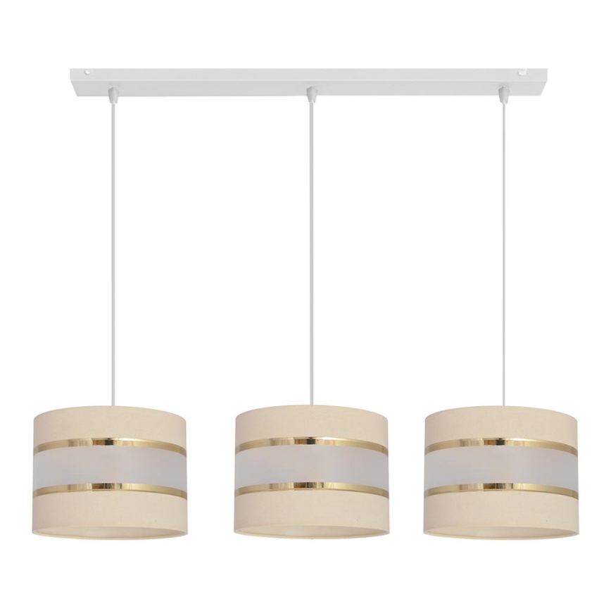 Crèmekleurige Hanglamp HELEN 3x E27 / 15W / 230V