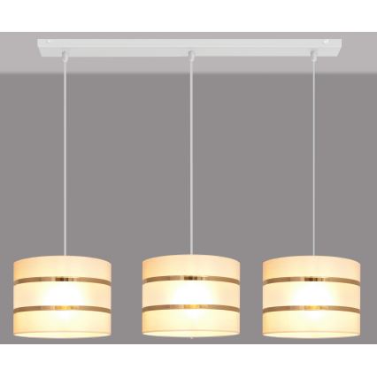 Crèmekleurige Hanglamp HELEN 3x E27 / 15W / 230V