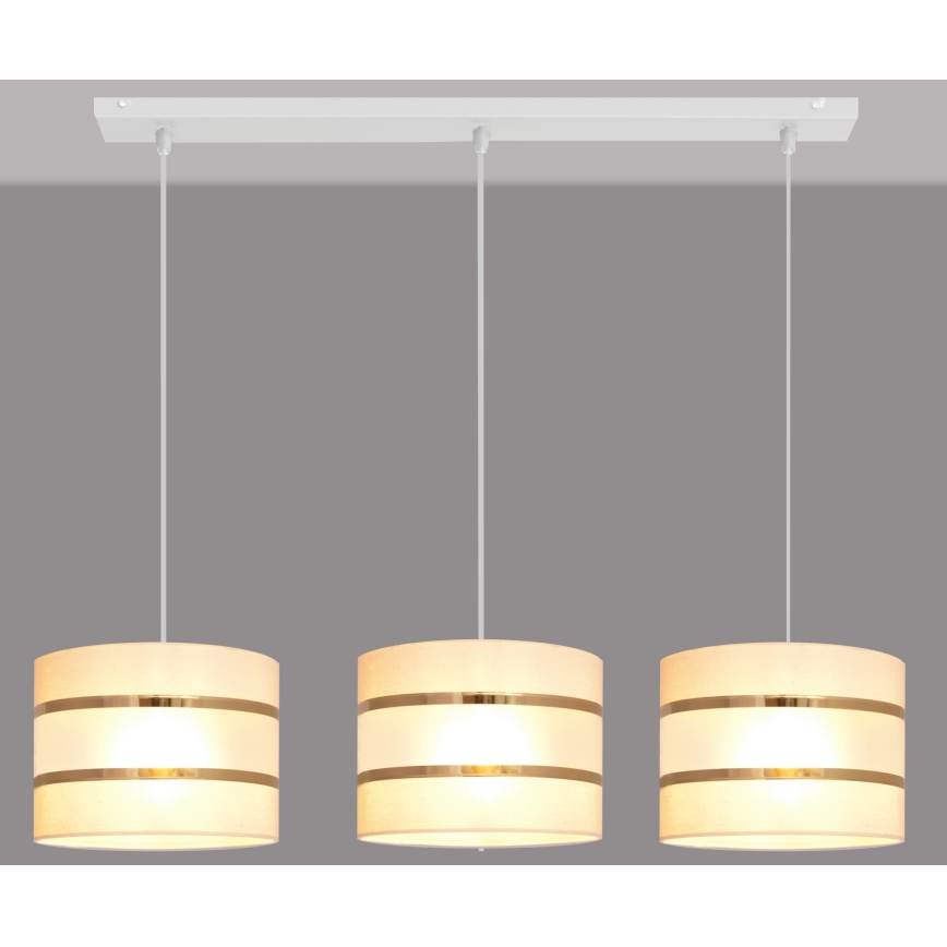 Crèmekleurige Hanglamp HELEN 3x E27 / 15W / 230V