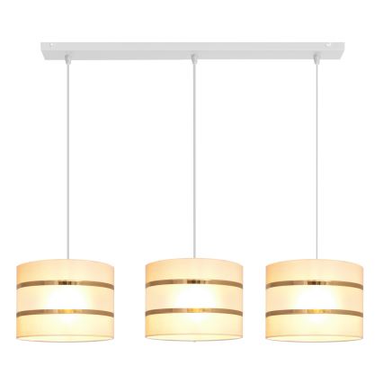 Crèmekleurige Hanglamp HELEN 3x E27 / 15W / 230V