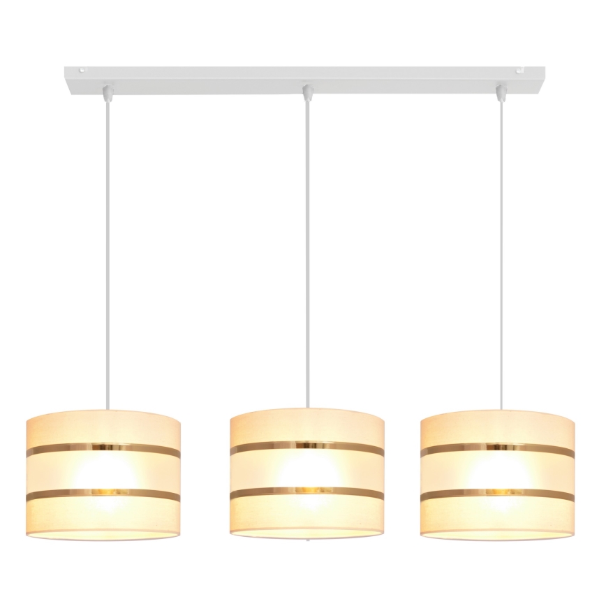 Crèmekleurige Hanglamp HELEN 3x E27 / 15W / 230V