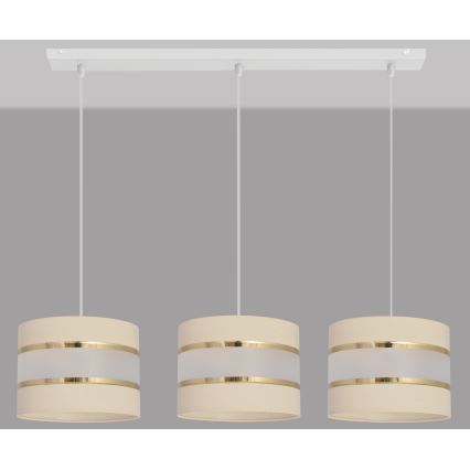Crèmekleurige Hanglamp HELEN 3x E27 / 15W / 230V