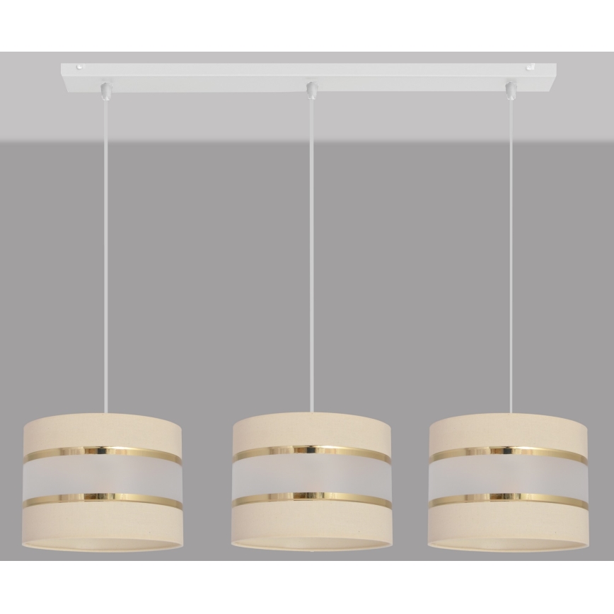 Crèmekleurige Hanglamp HELEN 3x E27 / 15W / 230V