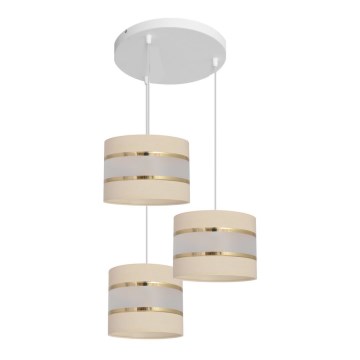 Crèmekleurige Hanglamp HELEN 3x E27 / 15W / 230V