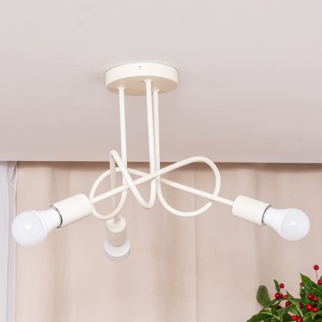 Crèmekleurige plafonnière OXFORD 3xE27/15W/230V