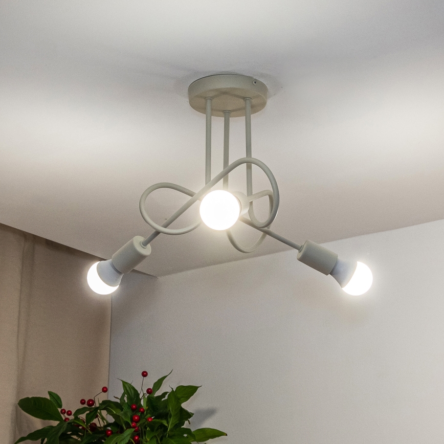 Crèmekleurige plafonnière OXFORD 3xE27/15W/230V