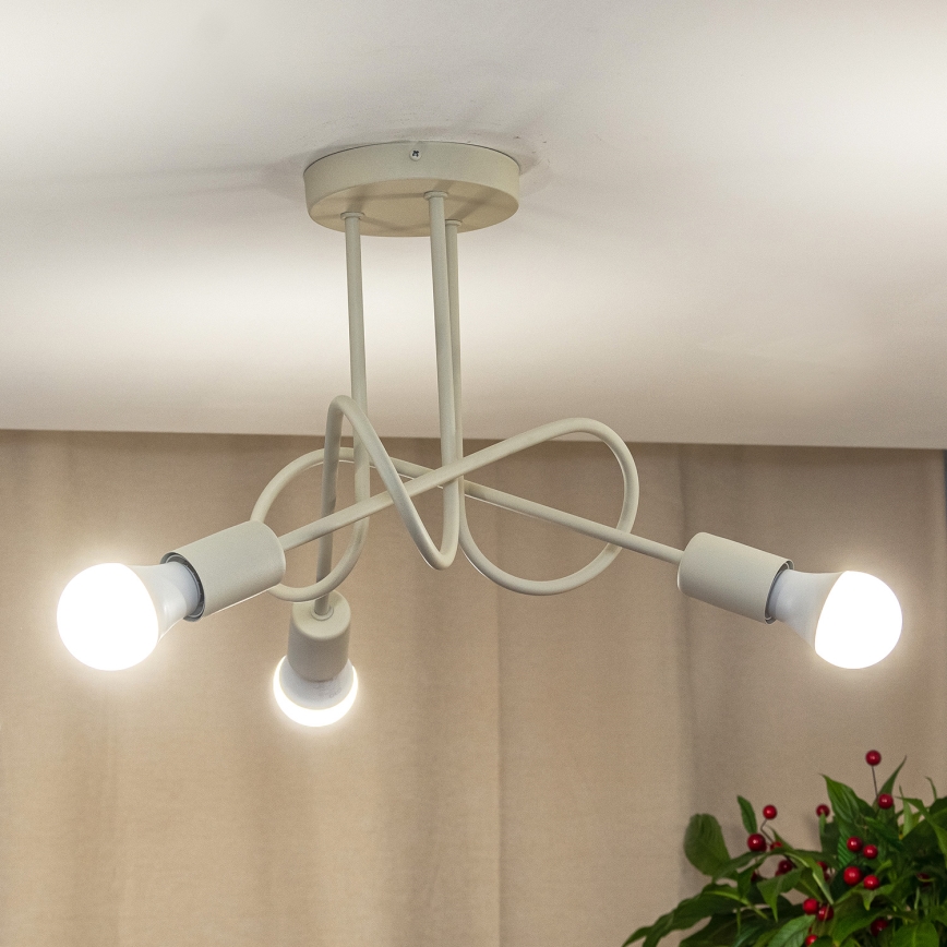 Crèmekleurige plafonnière OXFORD 3xE27/15W/230V