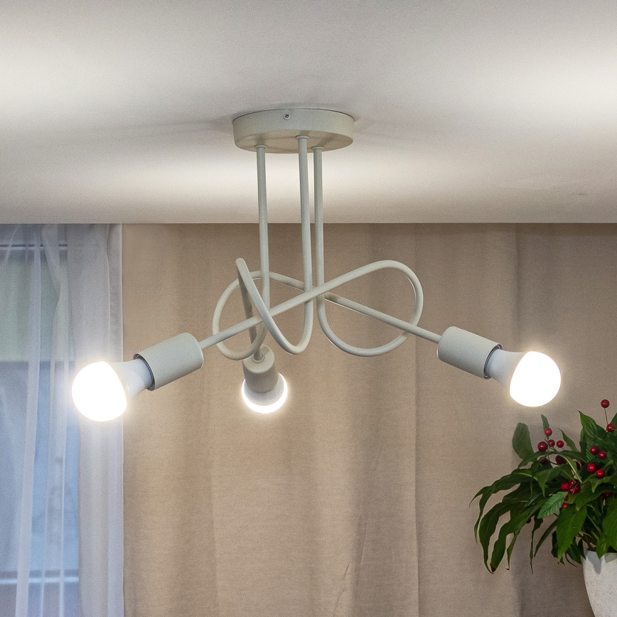 Crèmekleurige plafonnière OXFORD 3xE27/15W/230V
