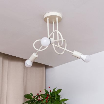 Crèmekleurige plafonnière OXFORD 3xE27/15W/230V