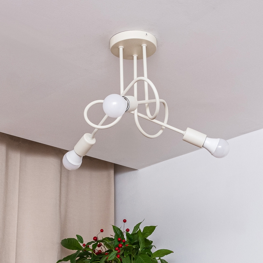 Crèmekleurige plafonnière OXFORD 3xE27/15W/230V