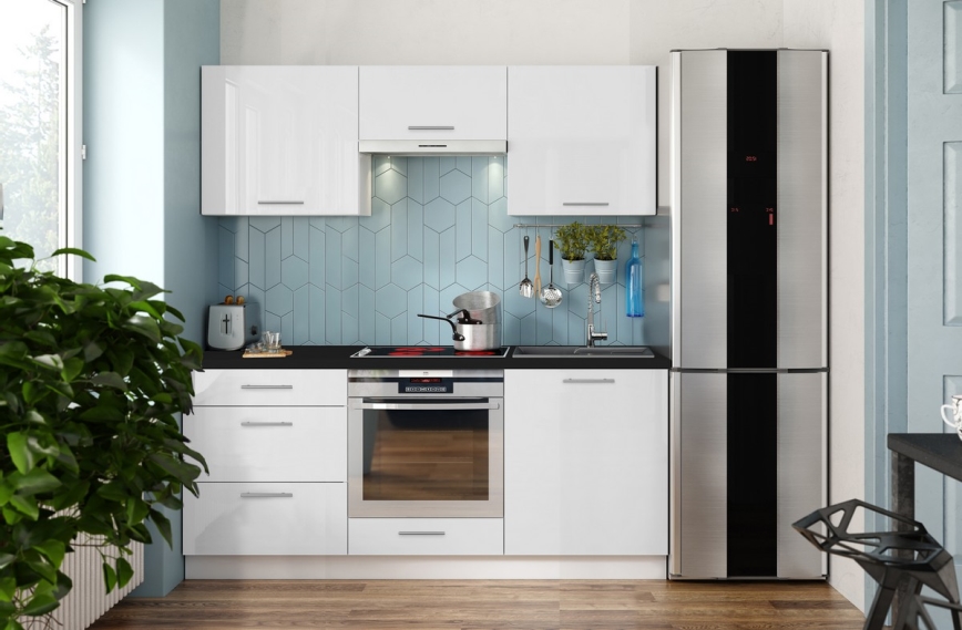 Cuisine CELESTE 180 cm blanc brillant