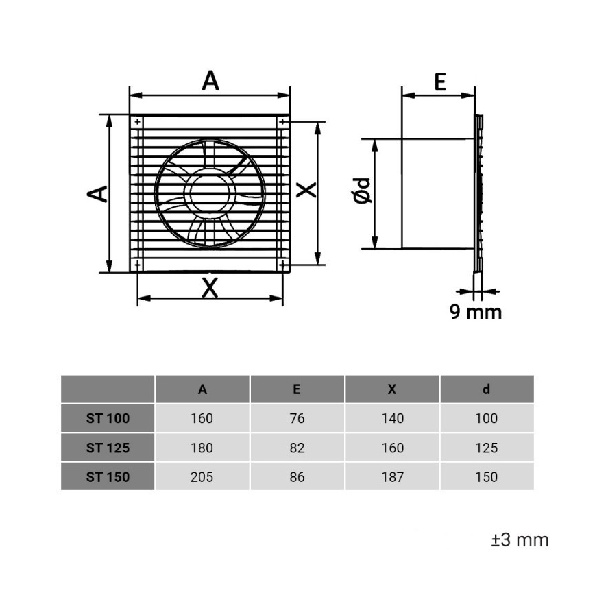 Dalap 1210 - Axiale ventilator met beschermrooster 100 ST 14W/230V