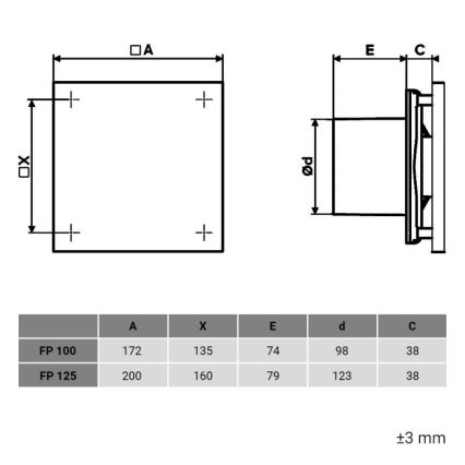 Dalap 1349 - Axiale ventilator met timer en vochtigheidssensor 125 FPZW 20W/230V