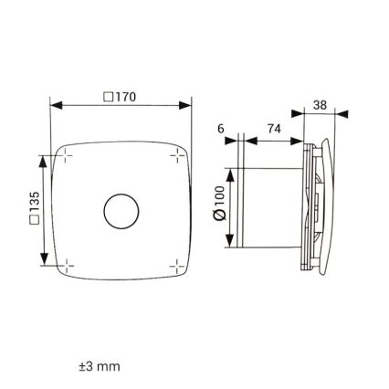 Dalap 41093zw - Axiale ventilator met timer 100 ONYX ZW 14W/230V