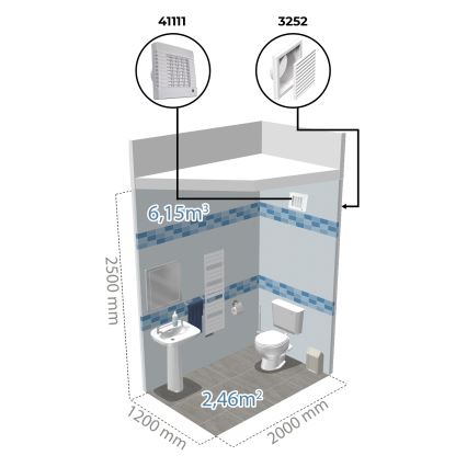 Dalap 41105 - Axiale ventilator met automatische lamellen en timer 100 LVZ 12 18W/12V