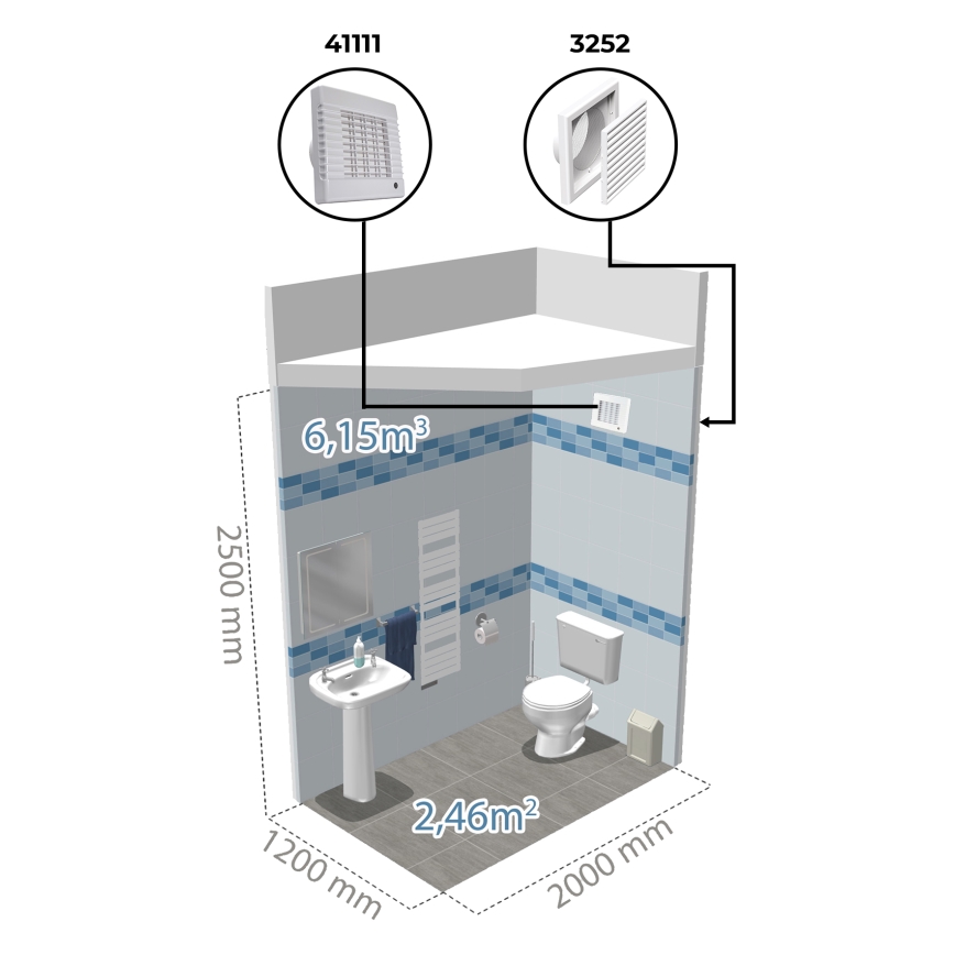Dalap 41105 - Axiale ventilator met automatische lamellen en timer 100 LVZ 12 18W/12V