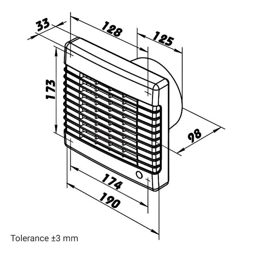 Dalap 41117 - Axiale ventilator met automatische lamellen 125 LV 12 22W/12V