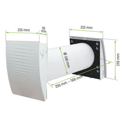 Dalap 55561 - Set van 2 kamer-warmteterugwinning ZEPHIR SIMPLE DOUBLE 7,61W/230V