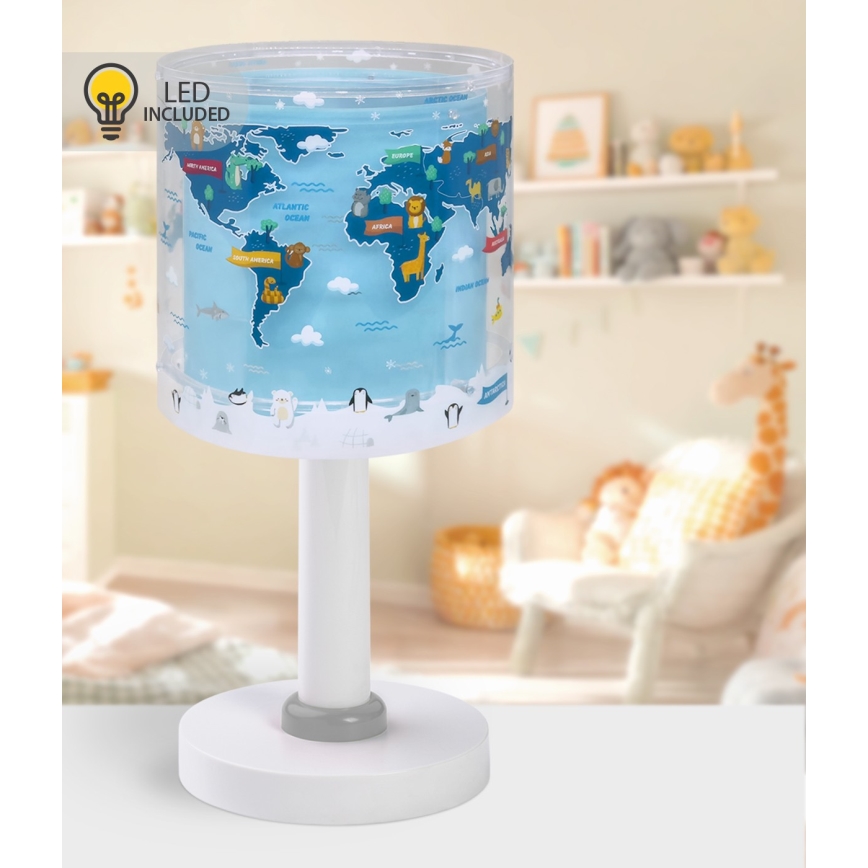 Dalber 40671 - LED kinderlampje WORLD 1xG4/4W/230V blauw