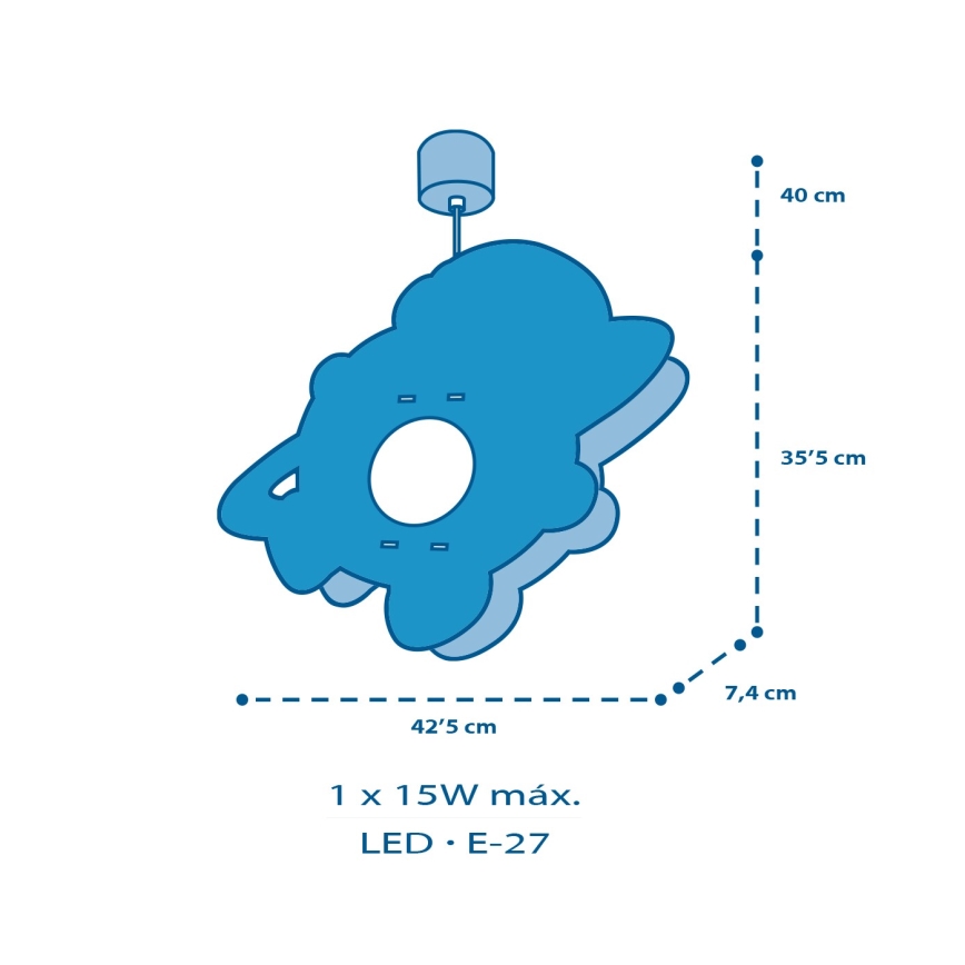 Dalber 41347 - Hanglamp voor kinderen ASTRONAUT 1xE27/15W/230V