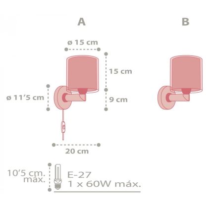 Dalber 41439 - Wand Lamp voor Kinderen COLOR RAIN 1xE27/60W/230V