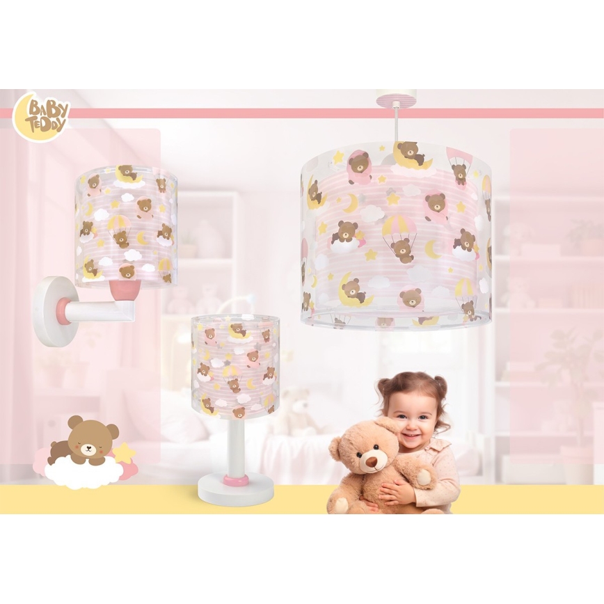 Dalber 41572S - Kinderhanglamp BABY TEDDY 1xE27/15W/230V, roze