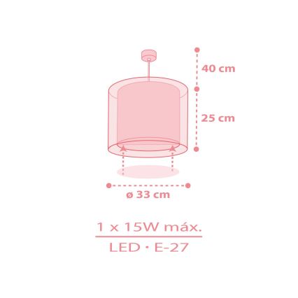 Dalber 41572S - Kinderhanglamp BABY TEDDY 1xE27/15W/230V, roze