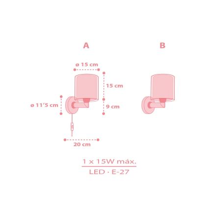 Dalber 41579S - Kinderwandlamp BABY TEDDY 1xE27/15W/230V, roze