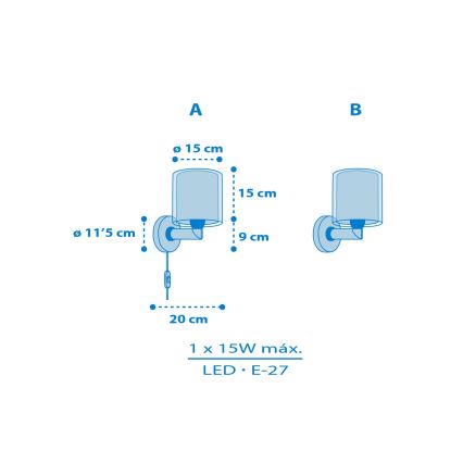 Dalber 41579T - Lampe murale pour enfant BABY TEDDY 1xE27/15W/230V bleue