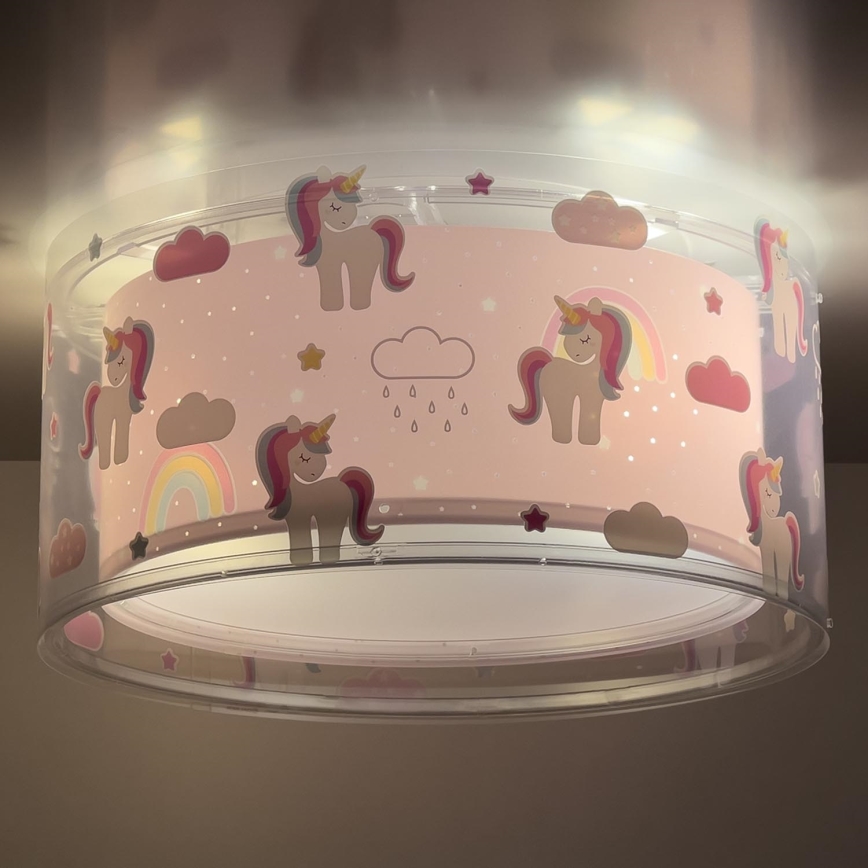 Dalber 41596 - Plafonnier enfant UNICORNS 2xE27/60W/230V