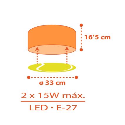 Dalber 41756 - Plafondlamp kinderkamer TENNIS 2xE27/15W/230V