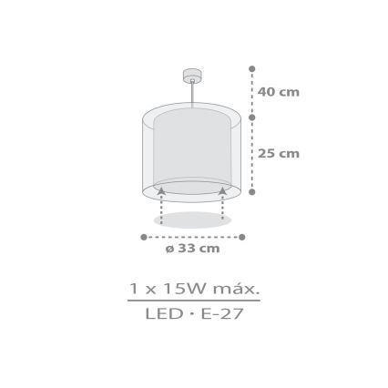 Dalber 41762E - Lustre pour enfant KAWAII FRIENDS 1xE27/15W/230V gris